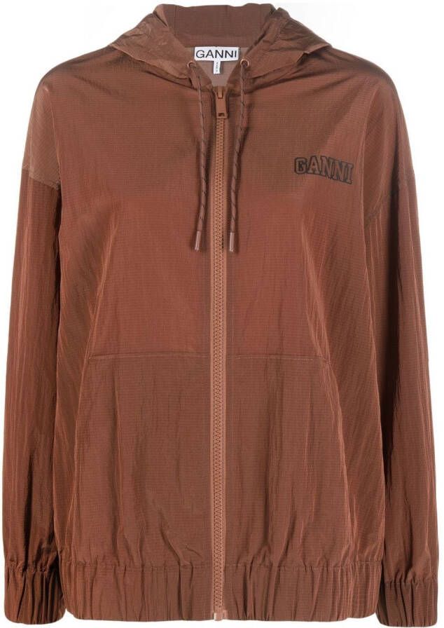 GANNI Jack met logoprint Bruin
