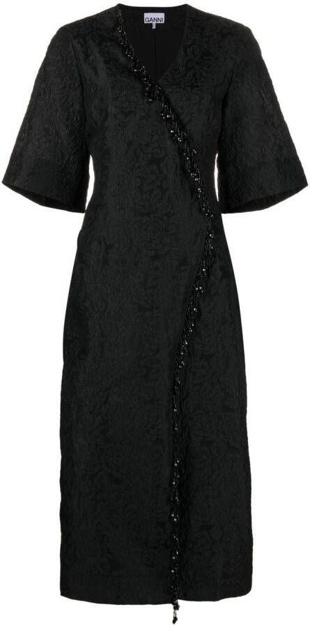 GANNI Midi-jurk met jacquard Zwart