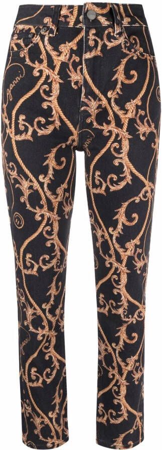 GANNI Jeans met barokprint Zwart