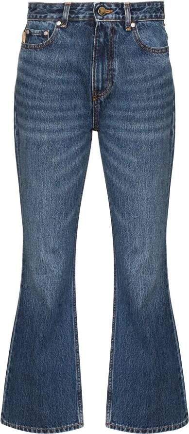 GANNI Jeans met geborduurd logo Blauw