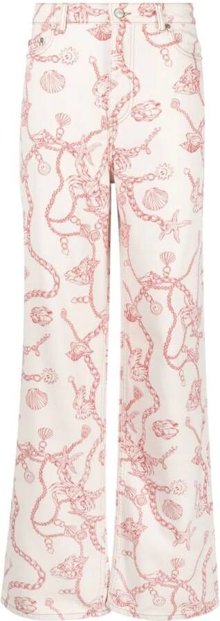 GANNI Jeans met wijde pijpen Beige