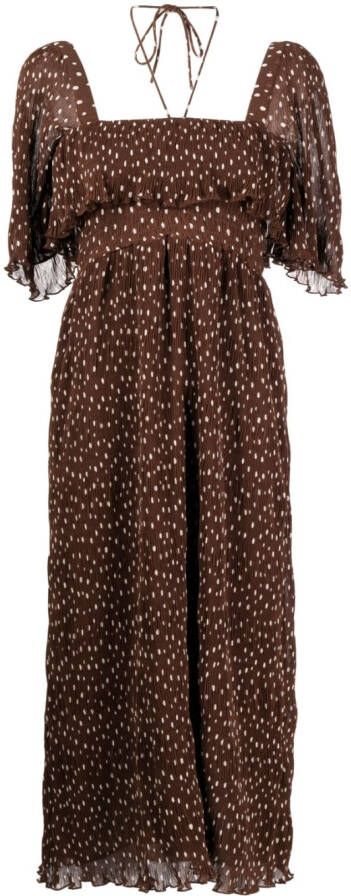 GANNI Midi-jurk met stippen Bruin