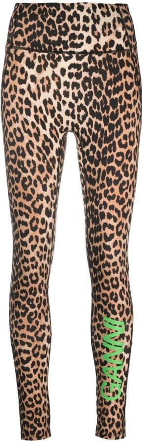 GANNI Legging met luipaardprint Bruin