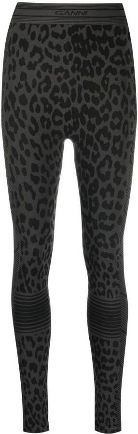 GANNI Legging met luipaardprint Zwart