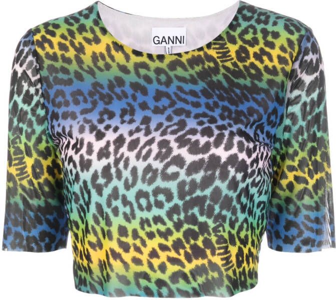 GANNI T-shirt met luipaardprint Groen