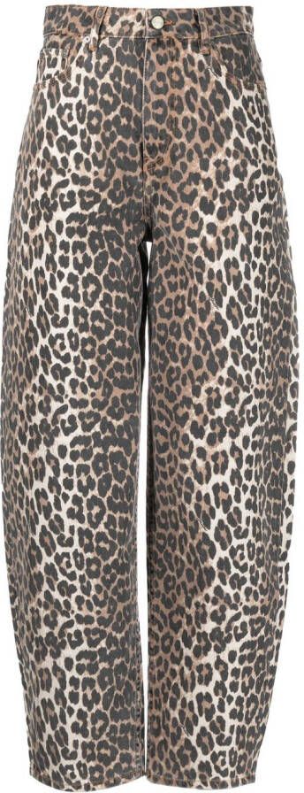 GANNI Jeans met luipaardprint Beige