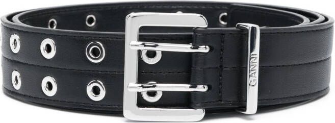GANNI Leren riem Zwart