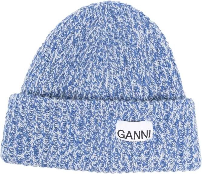 GANNI Muts met logopatch Blauw