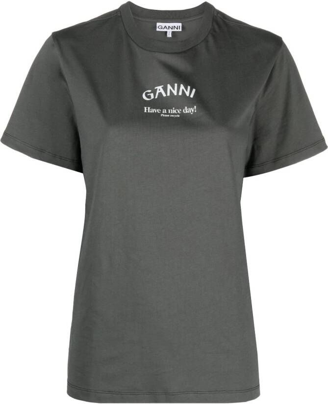 GANNI T-shirt met logoprint Grijs