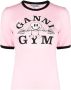 GANNI T-shirt met logoprint Roze - Thumbnail 1