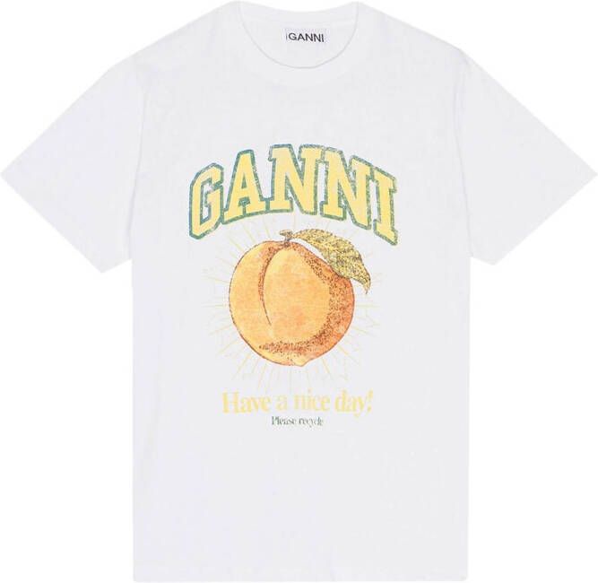 GANNI T-shirt met logoprint Wit