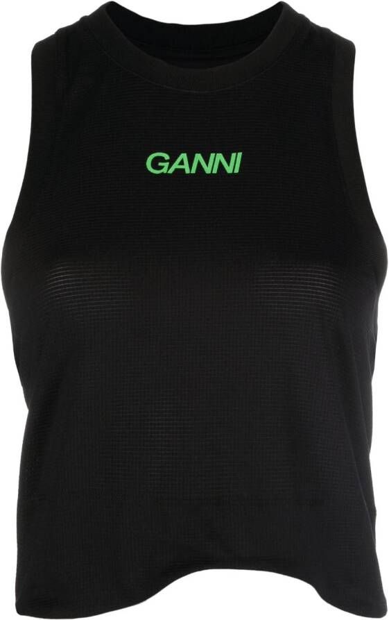 GANNI Tanktop met logoprint Zwart