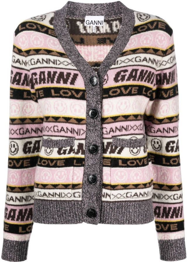GANNI Vest met logostreep Roze