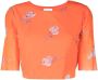 GANNI T-shirt met mesh Oranje - Thumbnail 1