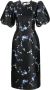 GANNI Midi-jurk met bloemen jacquard Zwart - Thumbnail 1
