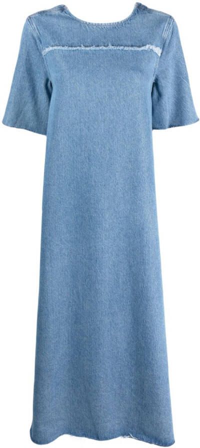 GANNI Midi-jurk met lage rug Blauw