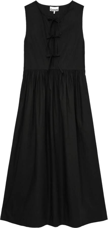 GANNI Midi-jurk met strikdetail Zwart