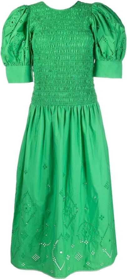 GANNI Midi-jurk met uitgesneden detail Groen