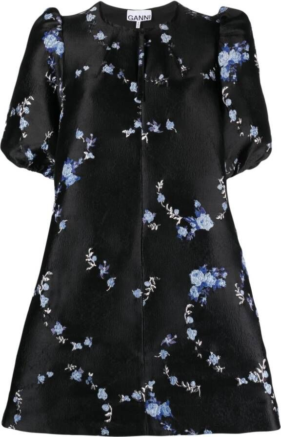 GANNI Mini-jurk met jacquard Zwart