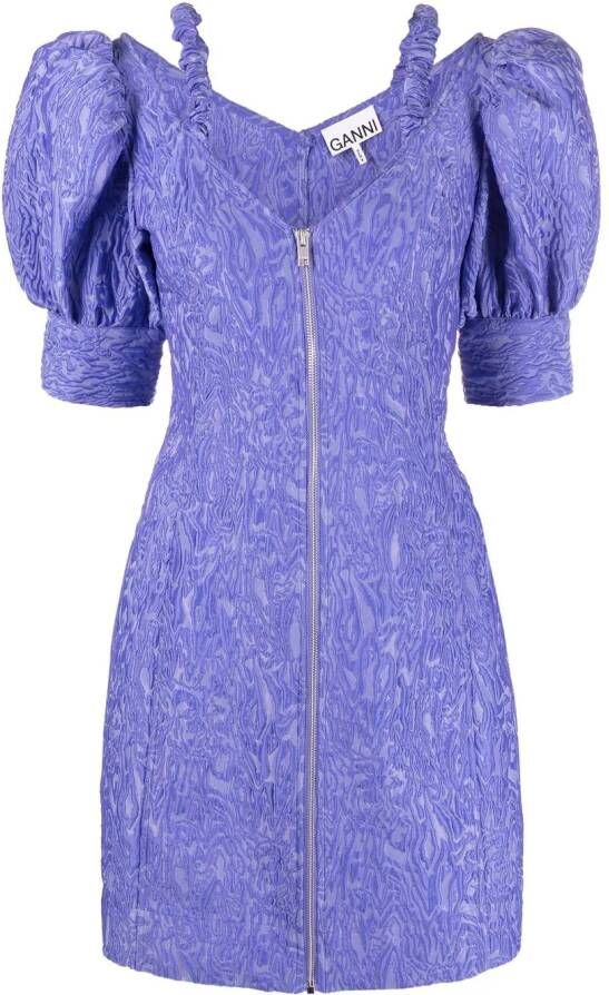 GANNI Mini-jurk met V-hals 731 BLUE IRIS