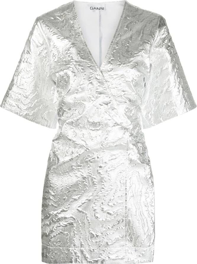 GANNI Mini-jurk met V-hals Zilver