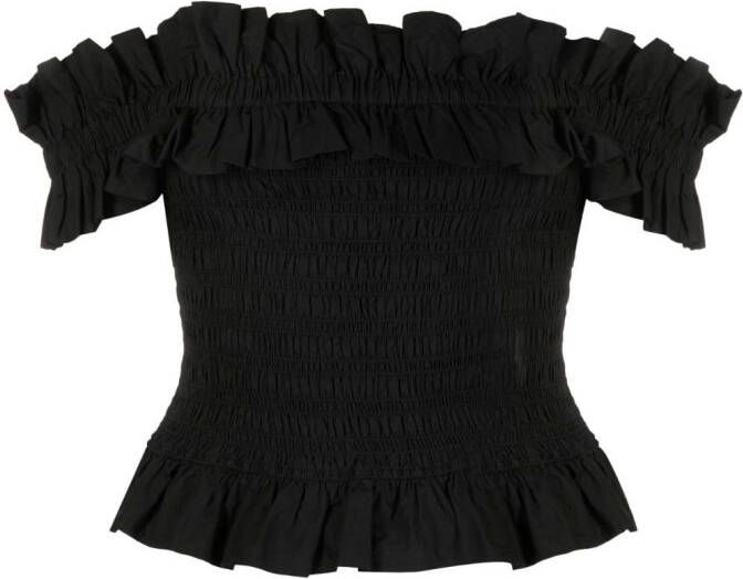 GANNI Off-shoulder blouse Zwart