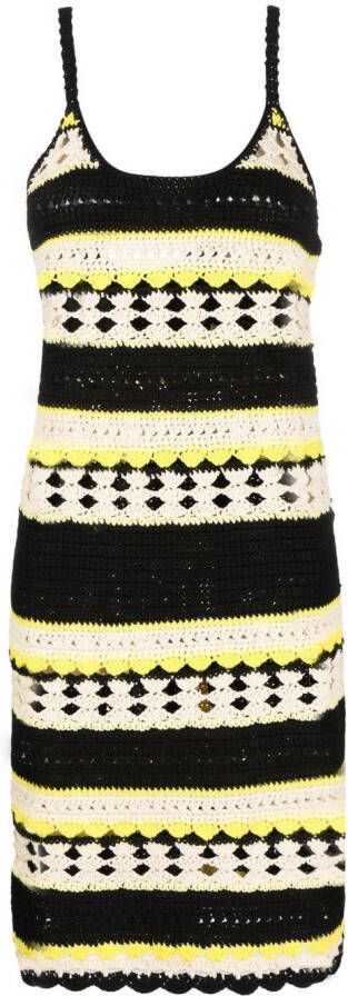 GANNI Opengebreide mini-jurk met strepen Zwart
