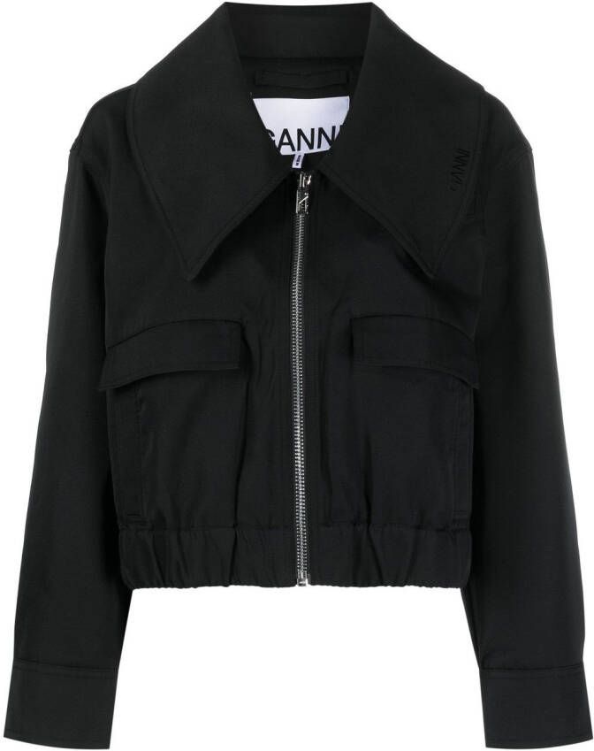 GANNI Jack met oversized kraag Zwart