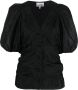 GANNI Blouse met pofmouwen Zwart - Thumbnail 1