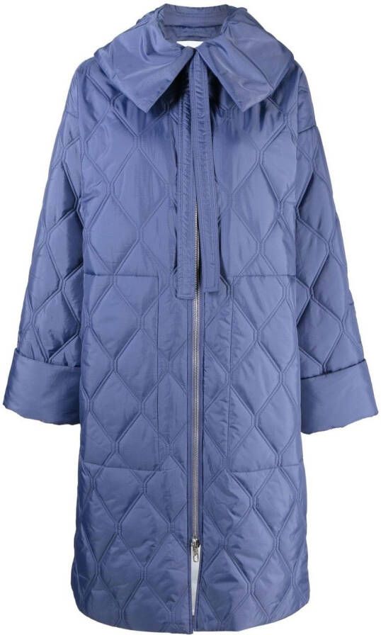 GANNI Gewatteerde jas Blauw