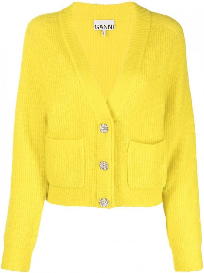 GANNI Ribgebreid vest Geel