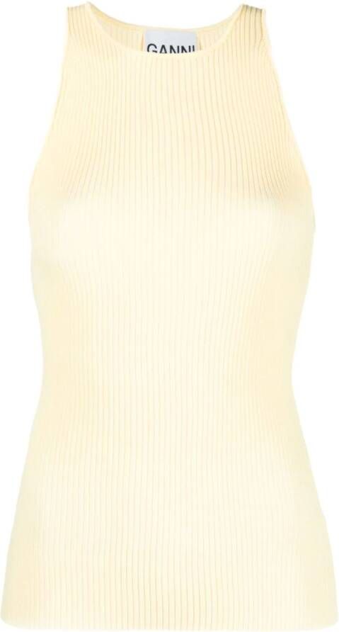 GANNI Ribgebreide tanktop Geel