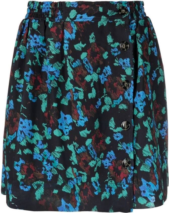 GANNI Rok met bloemenprint Zwart