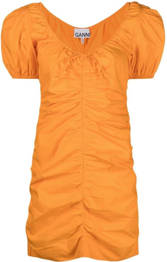 GANNI Mini-jurk met pofmouwen Oranje