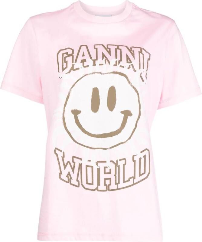 GANNI Ruimvallend T-shirt Roze