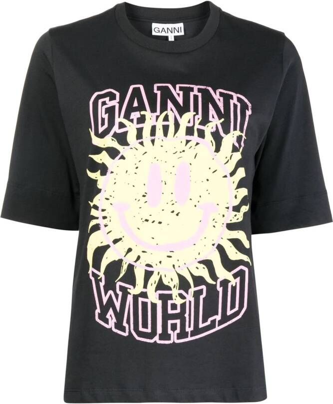 GANNI Ruimvallend T-shirt Zwart