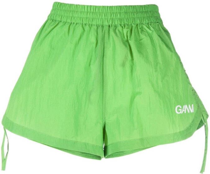 GANNI Shorts met logoprint Groen