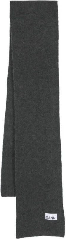 GANNI Sjaal met logopatch Grijs