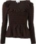 GANNI Gesmockte blouse Bruin - Thumbnail 1