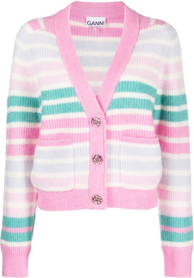 GANNI Vest met V-hals Roze