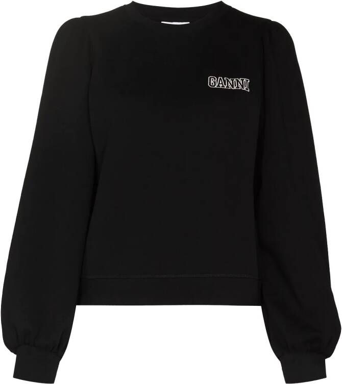 GANNI Sweater met geborduurd logo Zwart