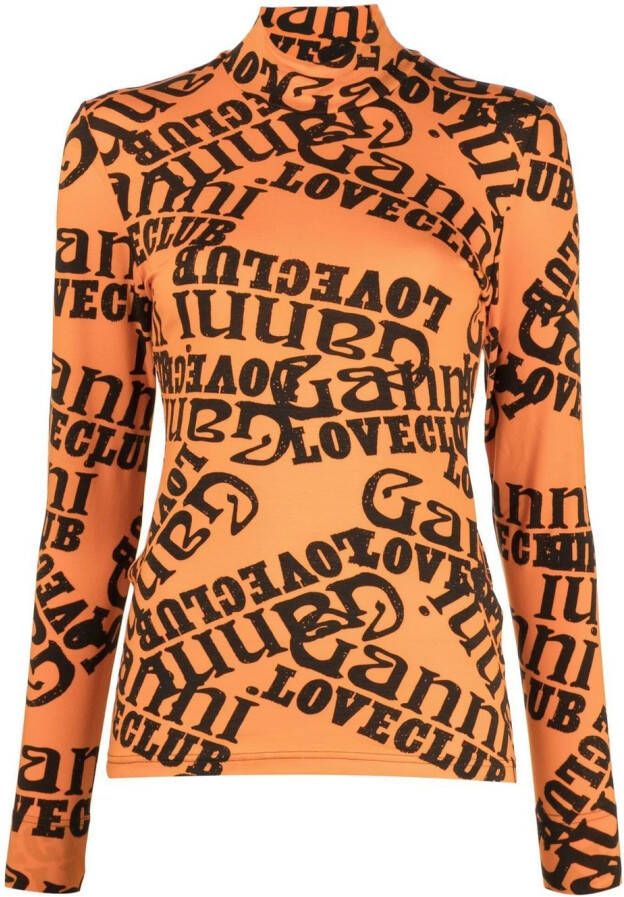 GANNI Sweater met logoprint Oranje