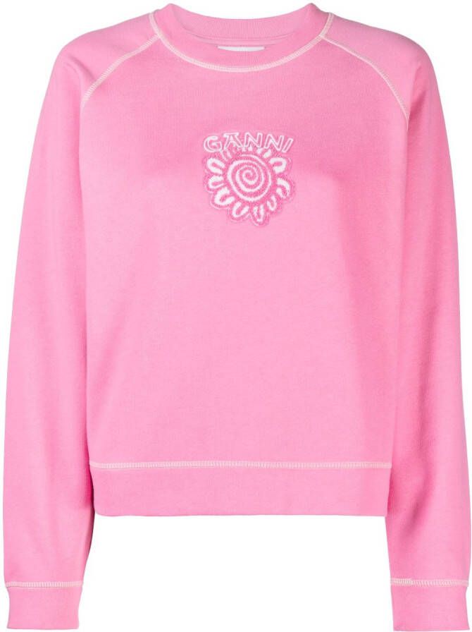 GANNI Sweater met logoprint Roze
