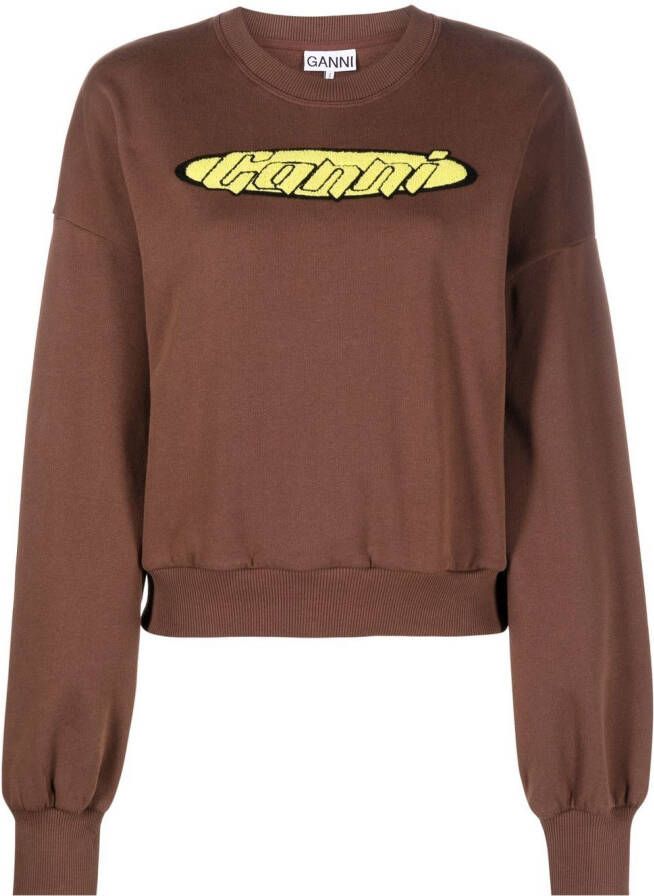 GANNI Sweater met print Bruin