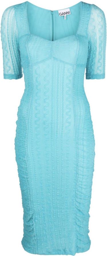 GANNI Mini-jurk met sweetheart hals Blauw