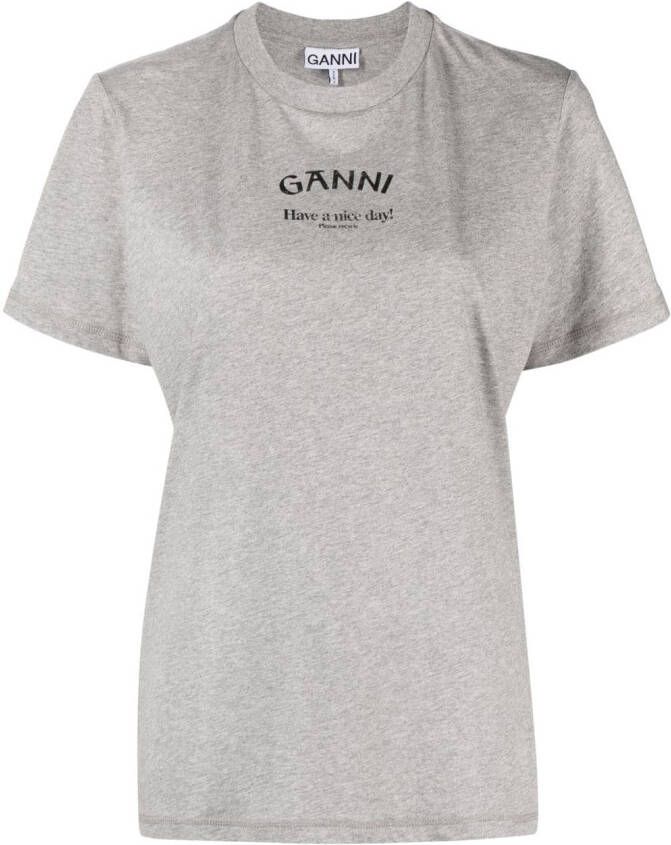 GANNI T-shirt met logoprint Grijs