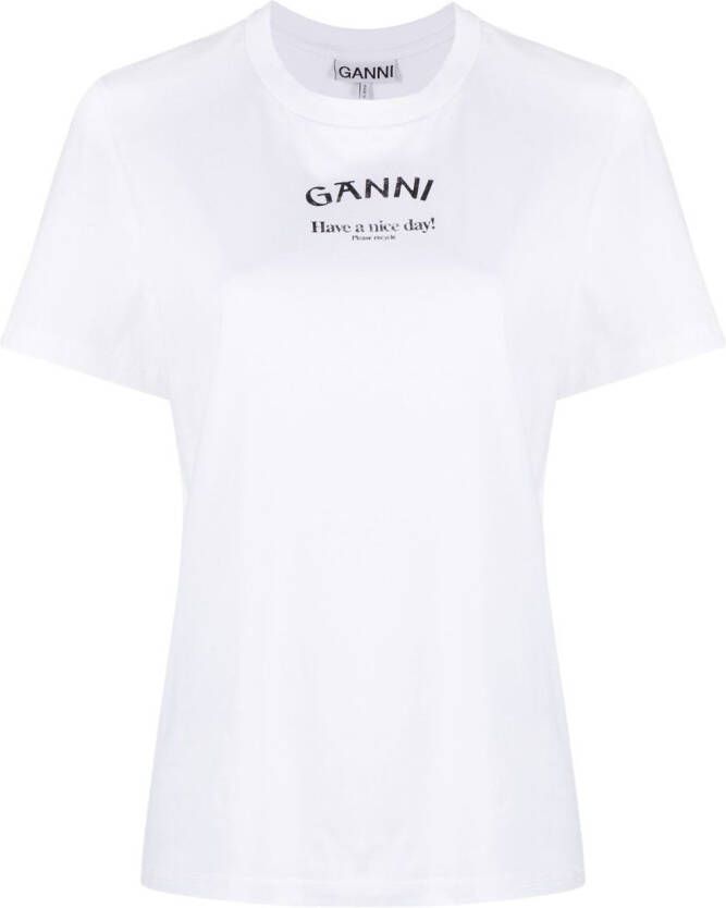 GANNI T-shirt met logoprint Wit