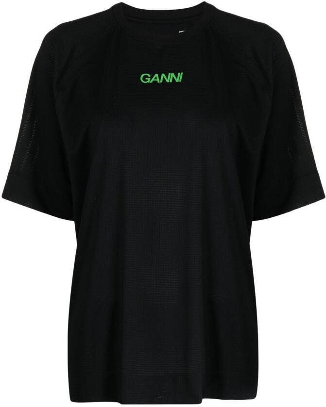 GANNI T-shirt met logoprint Zwart