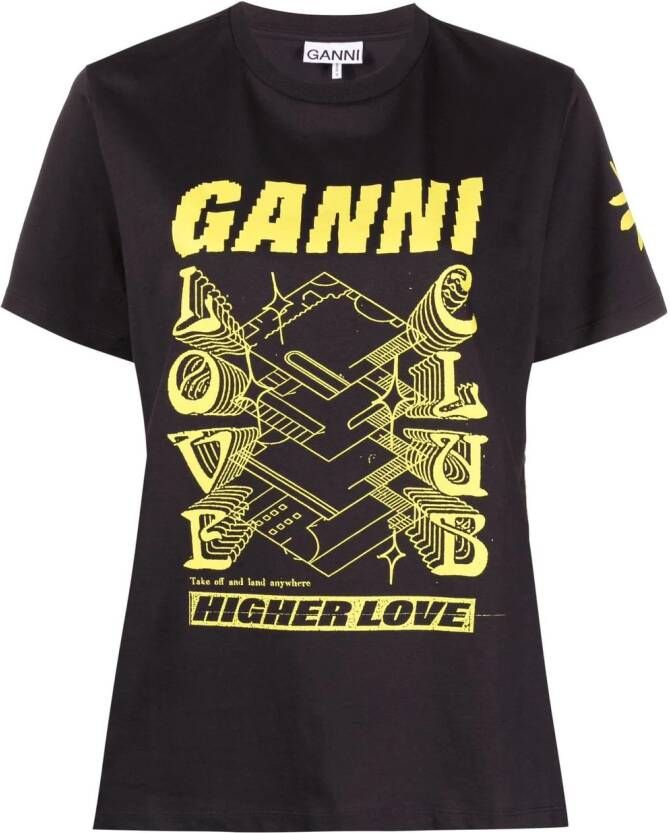 GANNI T-shirt met logoprint Zwart