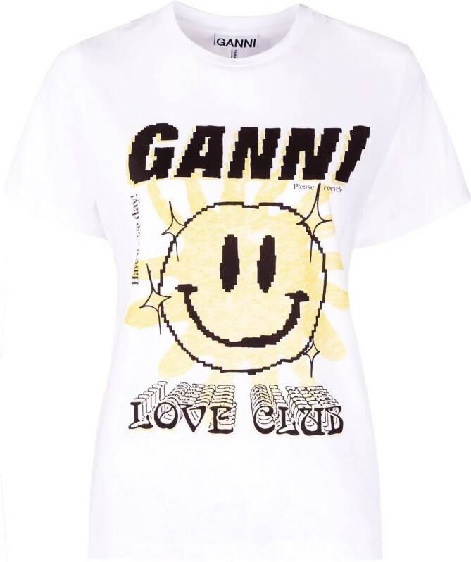GANNI T-shirt met print Wit
